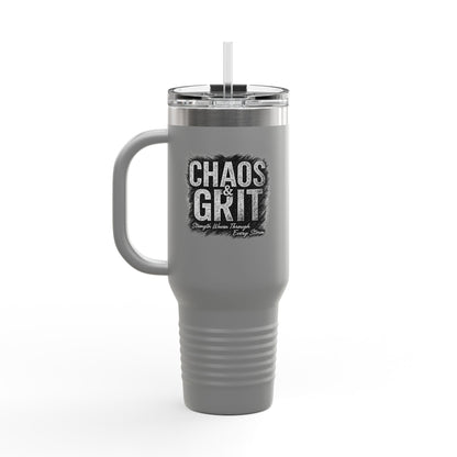 Chaos & Grit 40oz Insulated Travel Mug – Motivational, Durable, Adventure-Ready Drinkware