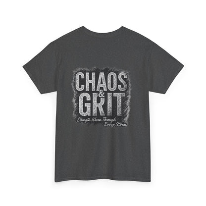 Chaos & Grit Unisex Heavy Cotton Tee – Motivational Streetwear, Everyday Inspiration, Comfortable Gift for Dreamers and Doers