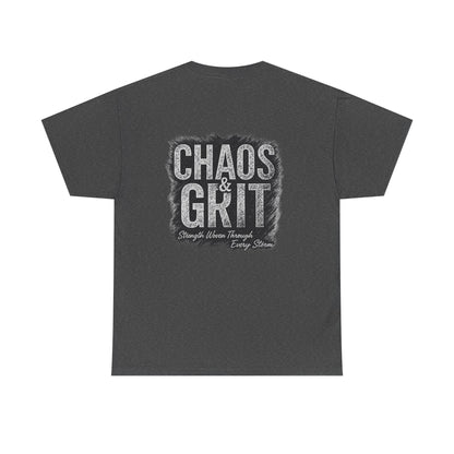 Chaos & Grit Unisex Heavy Cotton Tee – Motivational Streetwear, Everyday Inspiration, Comfortable Gift for Dreamers and Doers