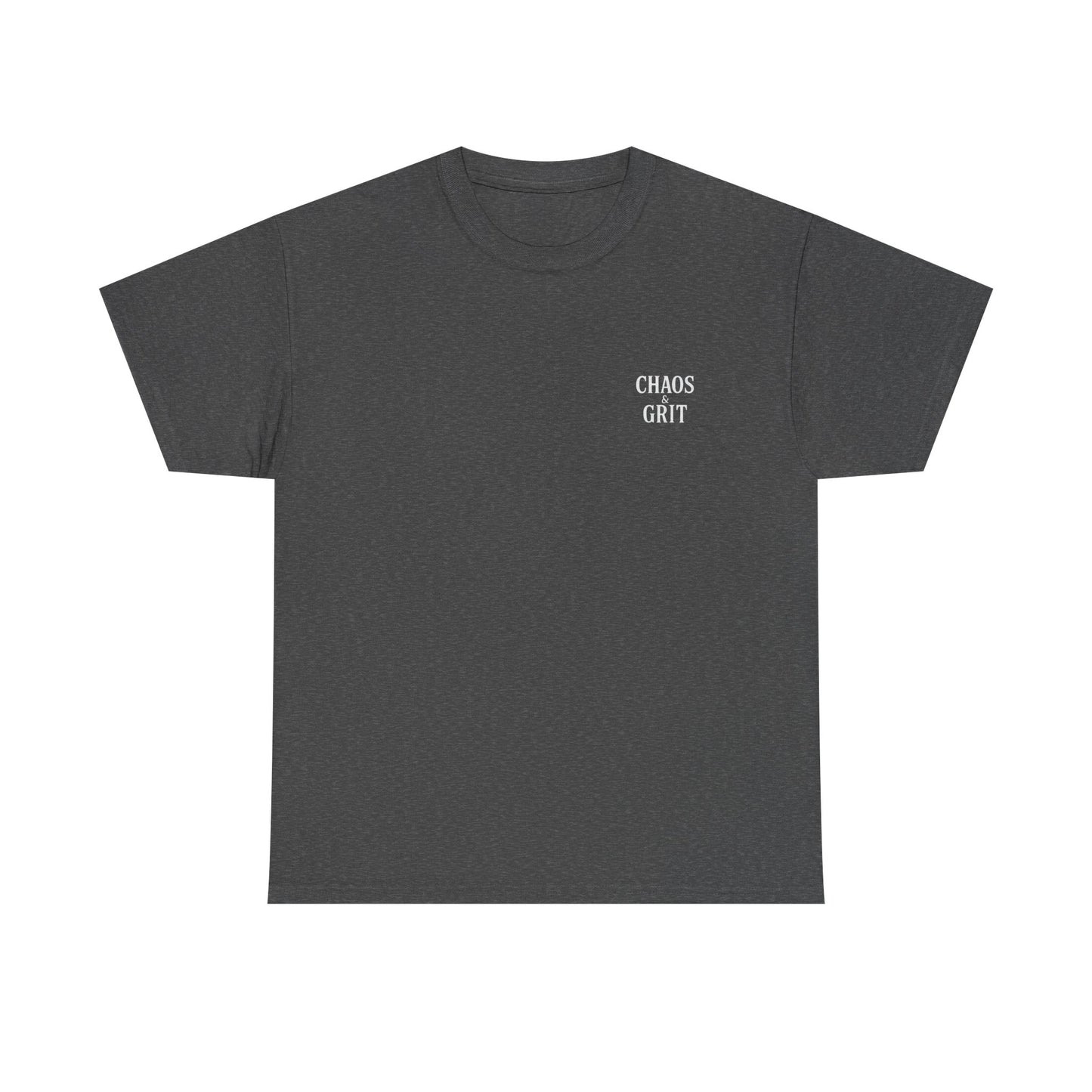 Chaos & Grit Unisex Heavy Cotton Tee – Motivational Streetwear, Everyday Inspiration, Comfortable Gift for Dreamers and Doers