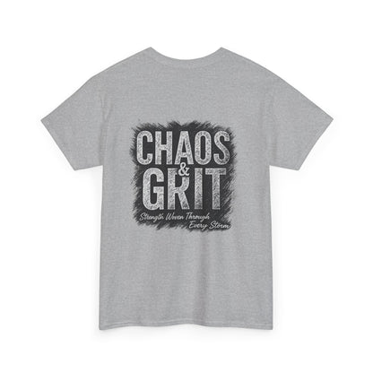 Chaos & Grit Unisex Heavy Cotton Tee – Motivational Streetwear, Everyday Inspiration, Comfortable Gift for Dreamers and Doers