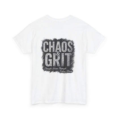 Chaos & Grit Unisex Heavy Cotton Tee – Motivational Streetwear, Everyday Inspiration, Comfortable Gift for Dreamers and Doers