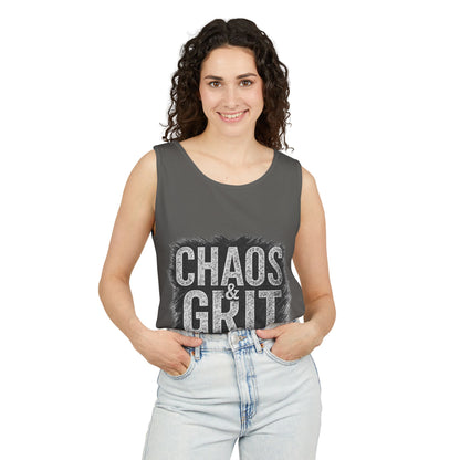 Motivational Tank Top – Chaos & Grit Design, Unisex Workout Shirt, Fitness Gift, Summer Activewear for Men & Women