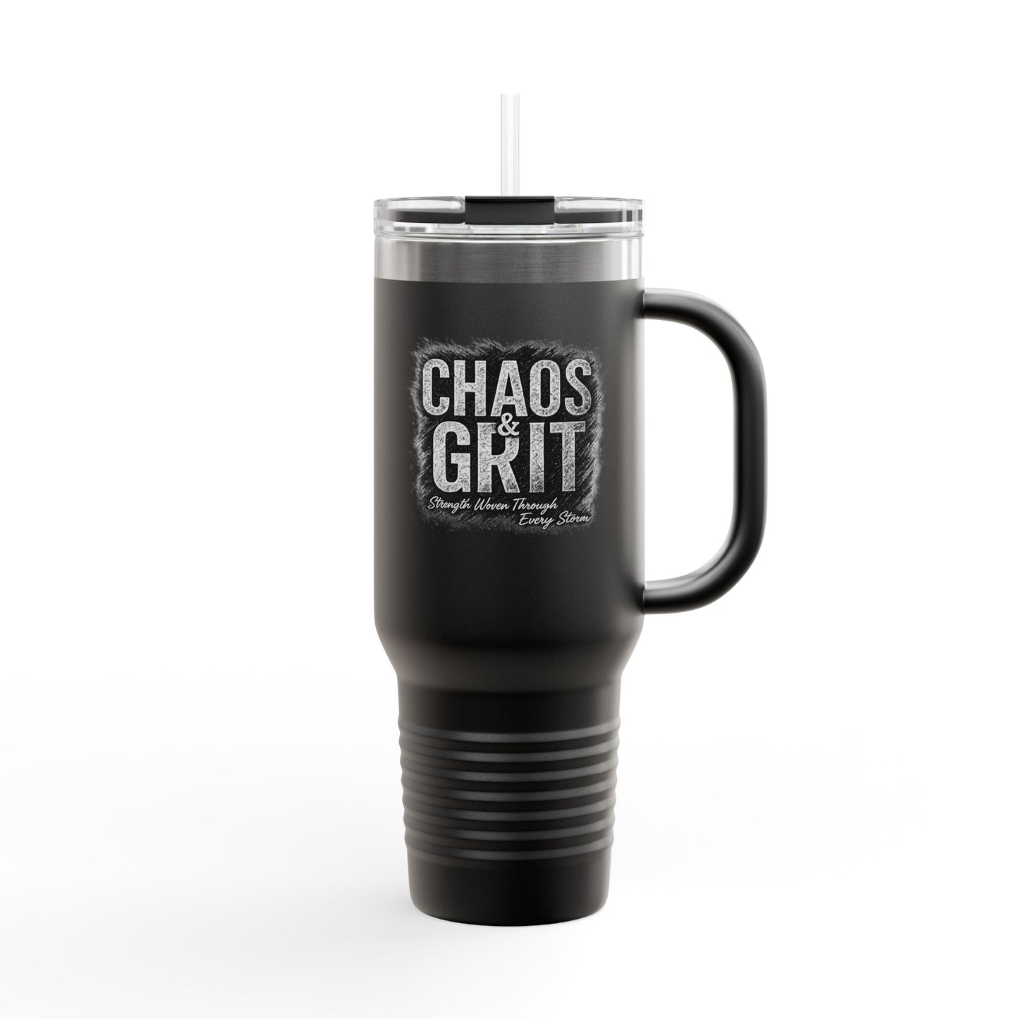 Chaos & Grit 40oz Insulated Travel Mug – Motivational, Durable, Adventure-Ready Drinkware