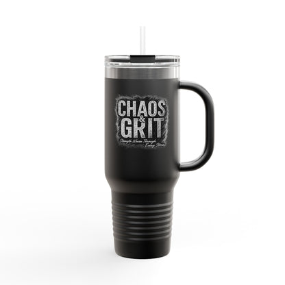 Chaos & Grit 40oz Insulated Travel Mug – Motivational, Durable, Adventure-Ready Drinkware