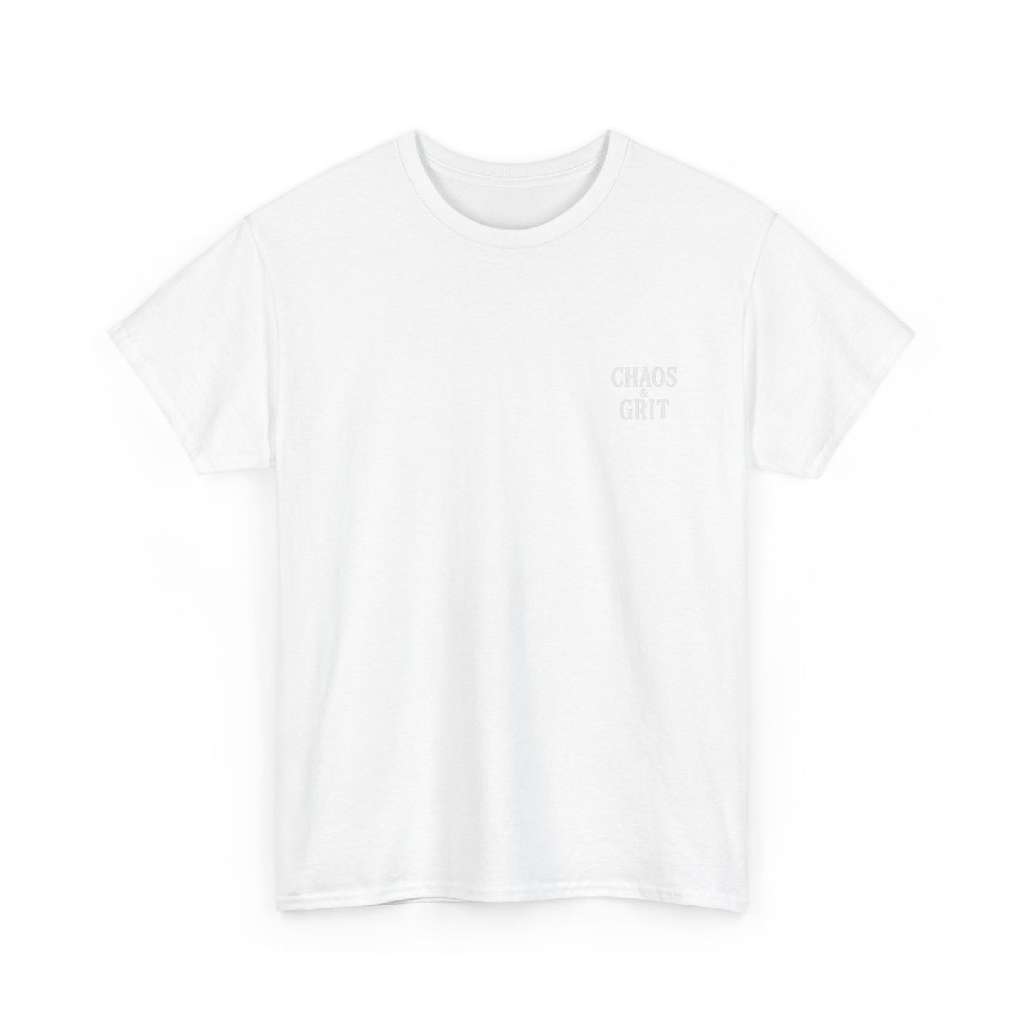 Chaos & Grit Unisex Heavy Cotton Tee – Motivational Streetwear, Everyday Inspiration, Comfortable Gift for Dreamers and Doers