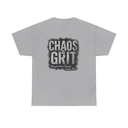 Chaos & Grit Unisex Heavy Cotton Tee – Motivational Streetwear, Everyday Inspiration, Comfortable Gift for Dreamers and Doers