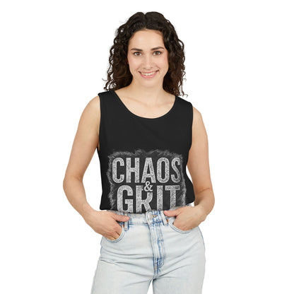 Motivational Tank Top – Chaos & Grit Design, Unisex Workout Shirt, Fitness Gift, Summer Activewear for Men & Women