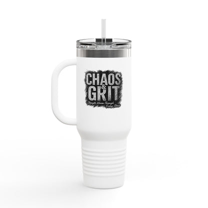 Chaos & Grit 40oz Insulated Travel Mug – Motivational, Durable, Adventure-Ready Drinkware