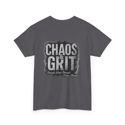 Chaos & Grit Unisex Heavy Cotton Tee – Motivational Streetwear, Everyday Inspiration, Comfortable Gift for Dreamers and Doers