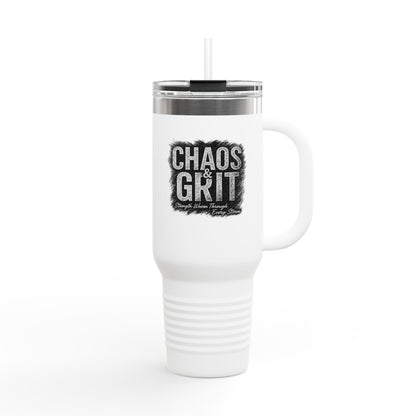 Chaos & Grit 40oz Insulated Travel Mug – Motivational, Durable, Adventure-Ready Drinkware