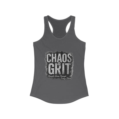 Chaos & Grit Women's Tank – Motivational Fitness Top, Activewear Gift, Casual Workout Shirt