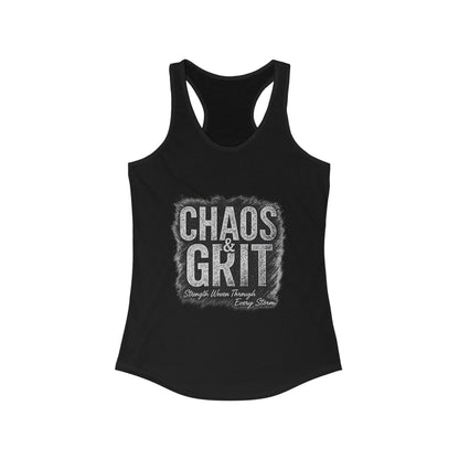 Chaos & Grit Women's Tank – Motivational Fitness Top, Activewear Gift, Casual Workout Shirt