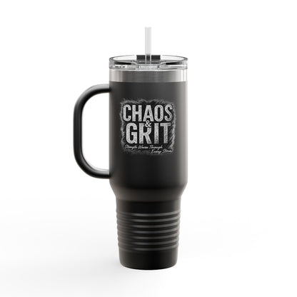 Chaos & Grit 40oz Insulated Travel Mug – Motivational, Durable, Adventure-Ready Drinkware
