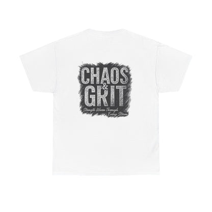 Chaos & Grit Unisex Heavy Cotton Tee – Motivational Streetwear, Everyday Inspiration, Comfortable Gift for Dreamers and Doers