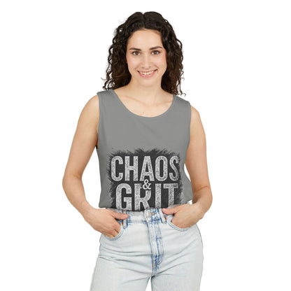 Motivational Tank Top – Chaos & Grit Design, Unisex Workout Shirt, Fitness Gift, Summer Activewear for Men & Women