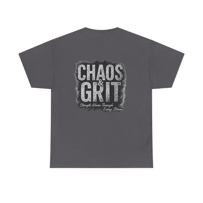 Chaos & Grit Unisex Heavy Cotton Tee – Motivational Streetwear, Everyday Inspiration, Comfortable Gift for Dreamers and Doers