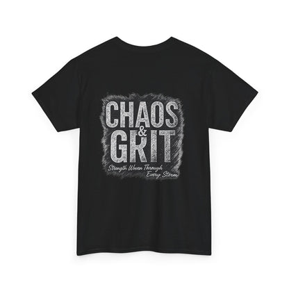 Chaos & Grit Unisex Heavy Cotton Tee – Motivational Streetwear, Everyday Inspiration, Comfortable Gift for Dreamers and Doers