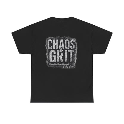 Chaos & Grit Unisex Heavy Cotton Tee – Motivational Streetwear, Everyday Inspiration, Comfortable Gift for Dreamers and Doers