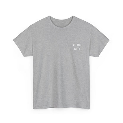 Chaos & Grit Unisex Heavy Cotton Tee – Motivational Streetwear, Everyday Inspiration, Comfortable Gift for Dreamers and Doers