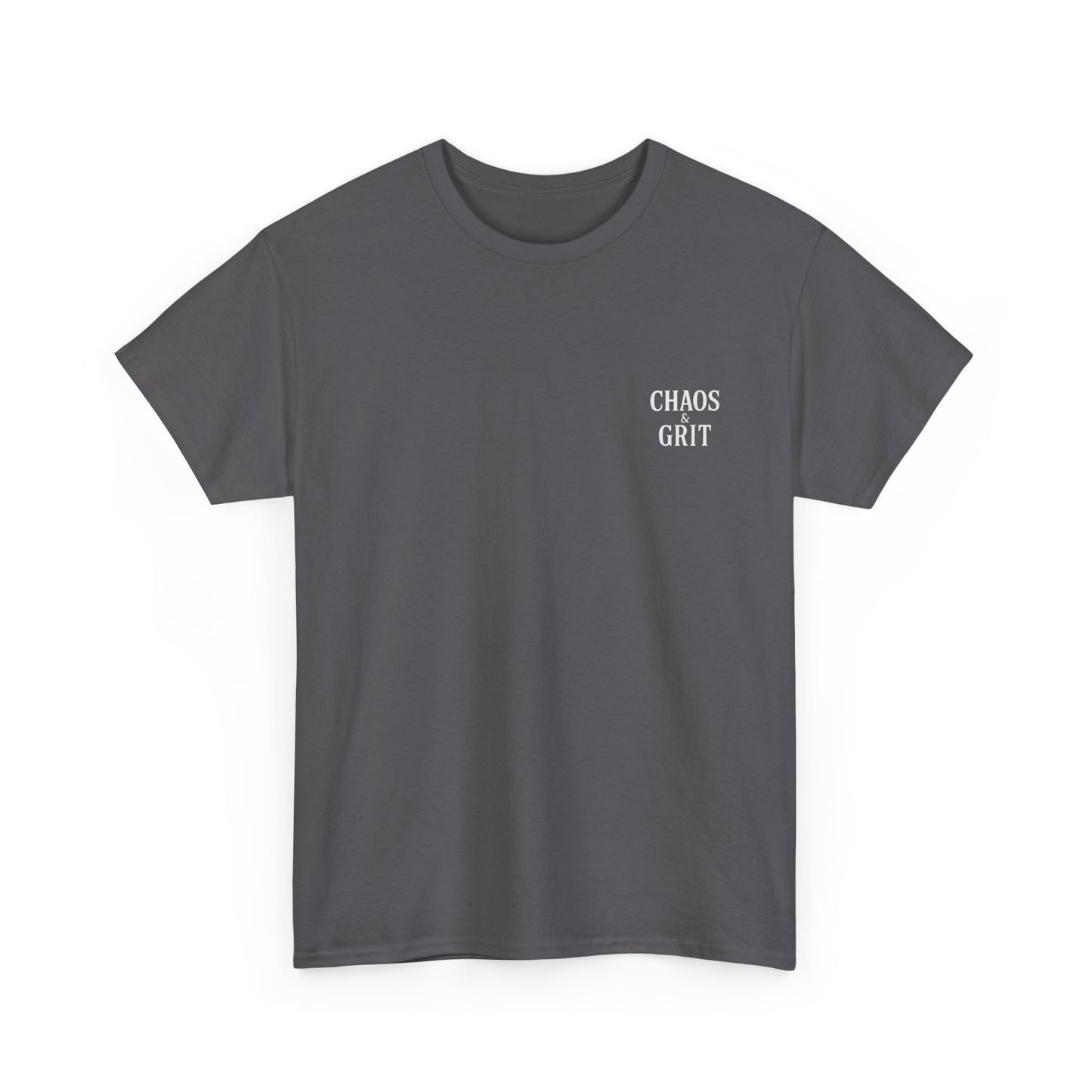 Chaos & Grit Unisex Heavy Cotton Tee – Motivational Streetwear, Everyday Inspiration, Comfortable Gift for Dreamers and Doers