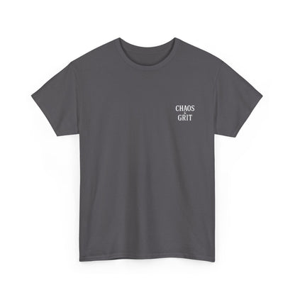 Chaos & Grit Unisex Heavy Cotton Tee – Motivational Streetwear, Everyday Inspiration, Comfortable Gift for Dreamers and Doers