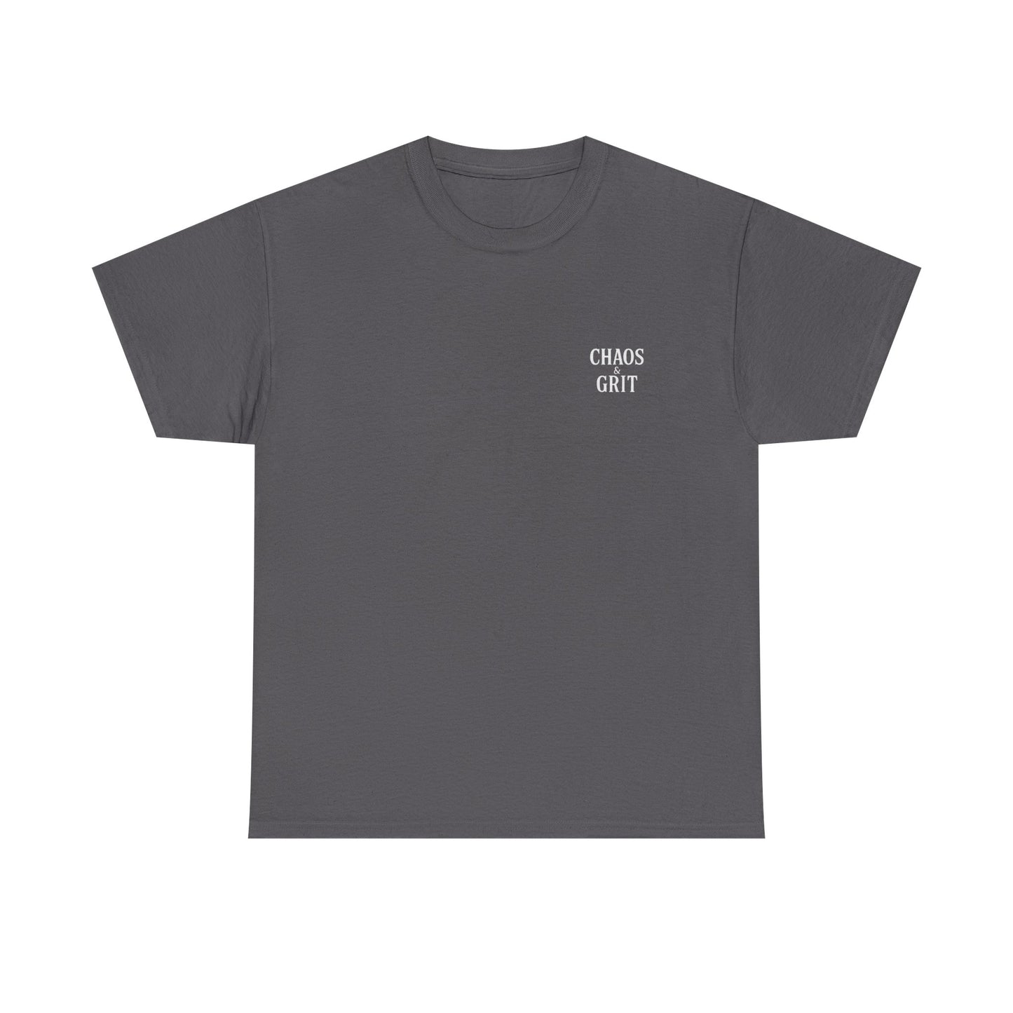 Chaos & Grit Unisex Heavy Cotton Tee – Motivational Streetwear, Everyday Inspiration, Comfortable Gift for Dreamers and Doers