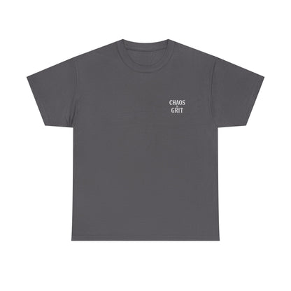 Chaos & Grit Unisex Heavy Cotton Tee – Motivational Streetwear, Everyday Inspiration, Comfortable Gift for Dreamers and Doers
